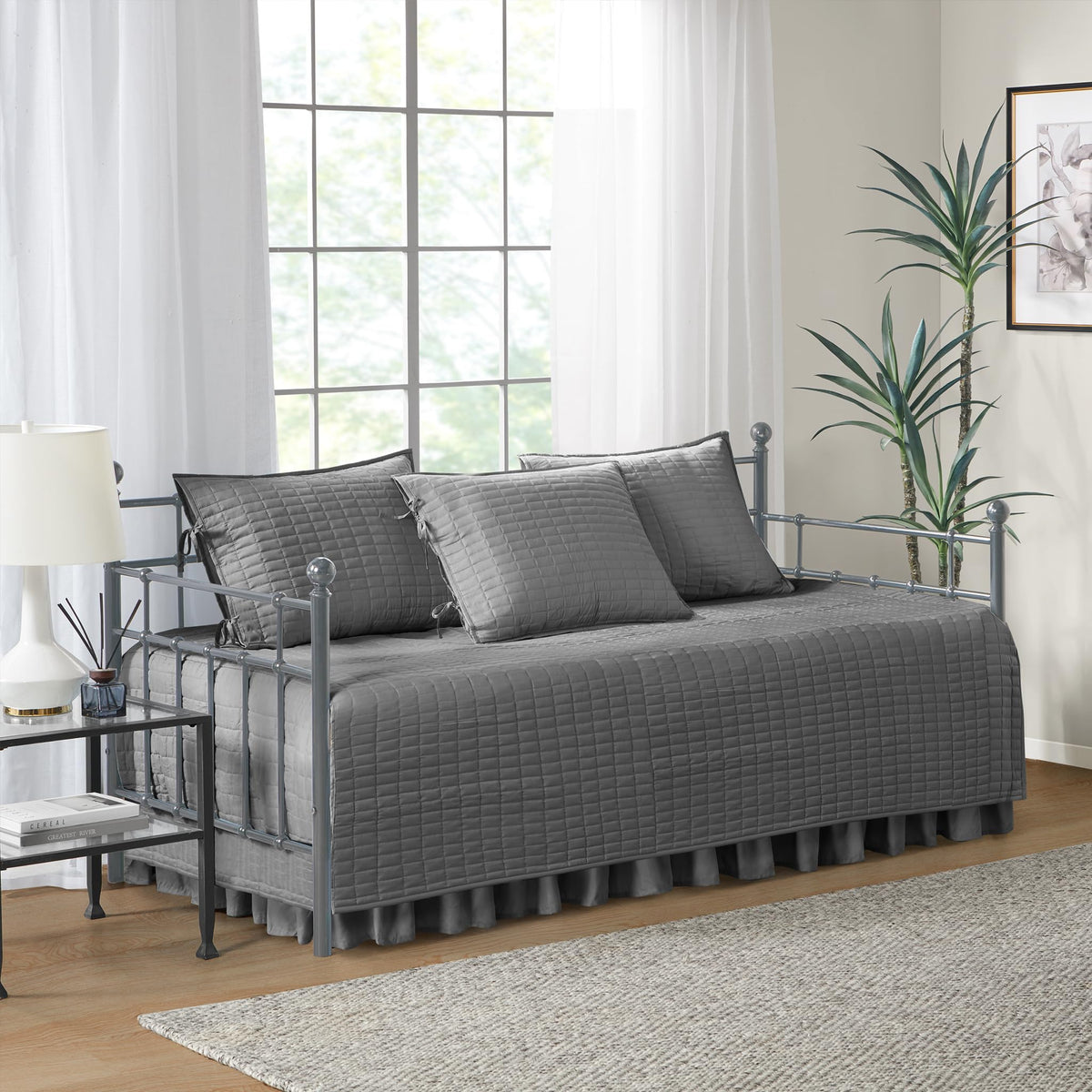 Comfort Spaces Kienna Daybed Cover Set 5 Piece with Bedskirt, 75 x 39 Blush