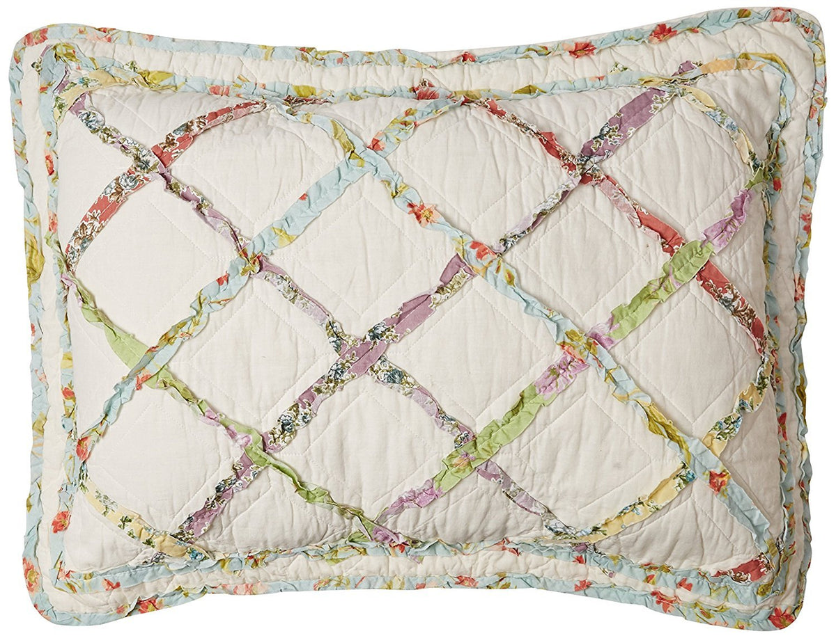 Laura Ashley - 2 Pack European Shams, 100% Cotton Embroidered Pillow Covers
