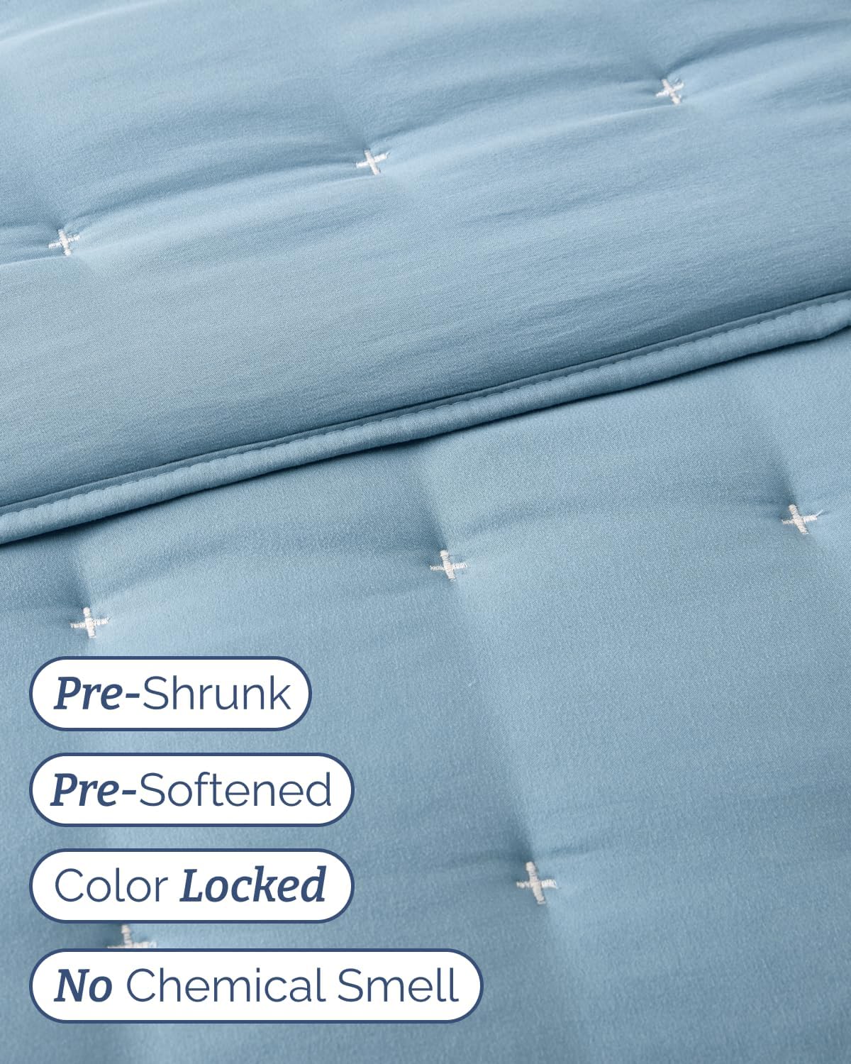 Quilt Set Queen Size - Lightweight Boho Bed Set - Dust Blue, 90" x 96"