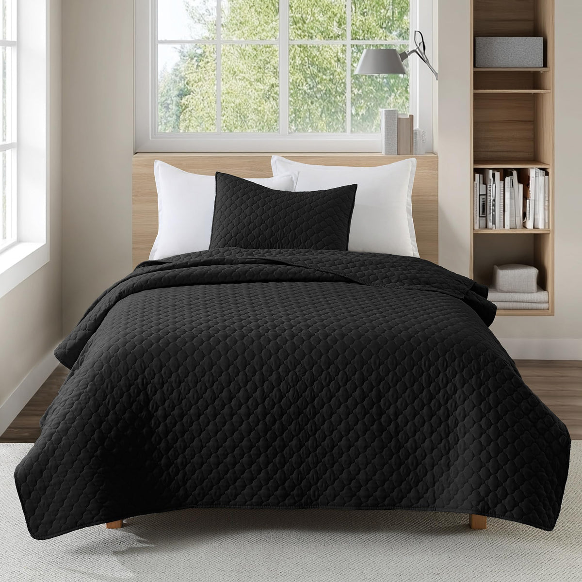 HORIMOTE HOME Quilt Twin Size Dusty Blue, Lightweight Quilt for Summer Ultra-Soft Microfiber Modern Style Quilted Clouds Pattern Bedspread Quit Set 2 Pieces (1 Quilt and 1 Pillow Sham)