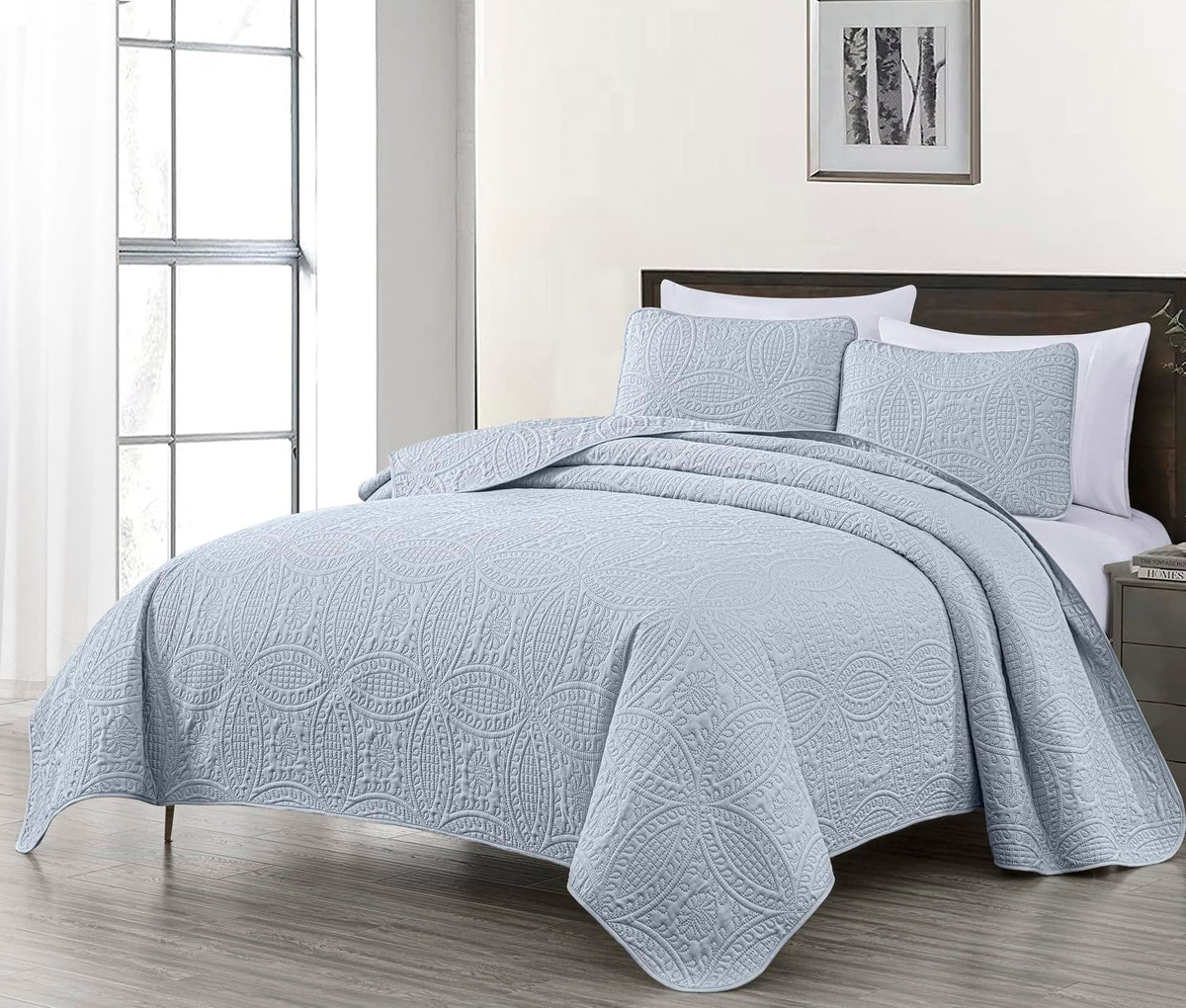 Chezmoi Collection Austin 3-piece Oversized Bedspread Coverlet Set (Queen, Teal)