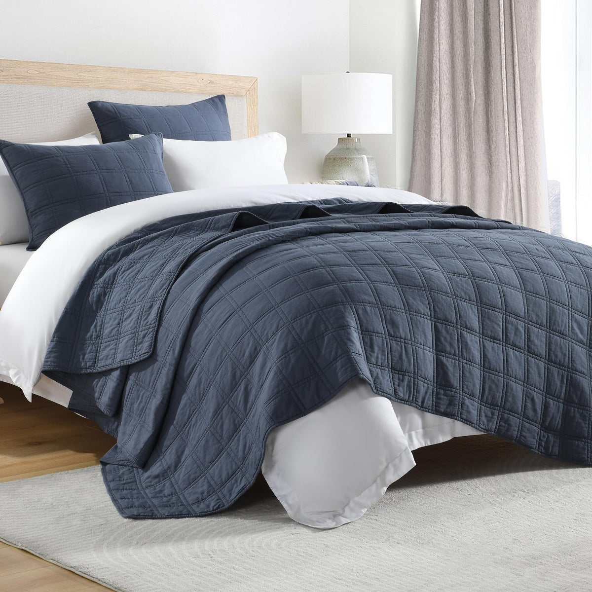 HORIMOTE HOME 100% Cotton Quilt Set Twin Size, White Pre-Washed 2-Piece Bedspread Coverlet Set, Cozy Lightweight Stitching Decorative Bedding Cover with 1 Shams in Geometric Pattern for All Season