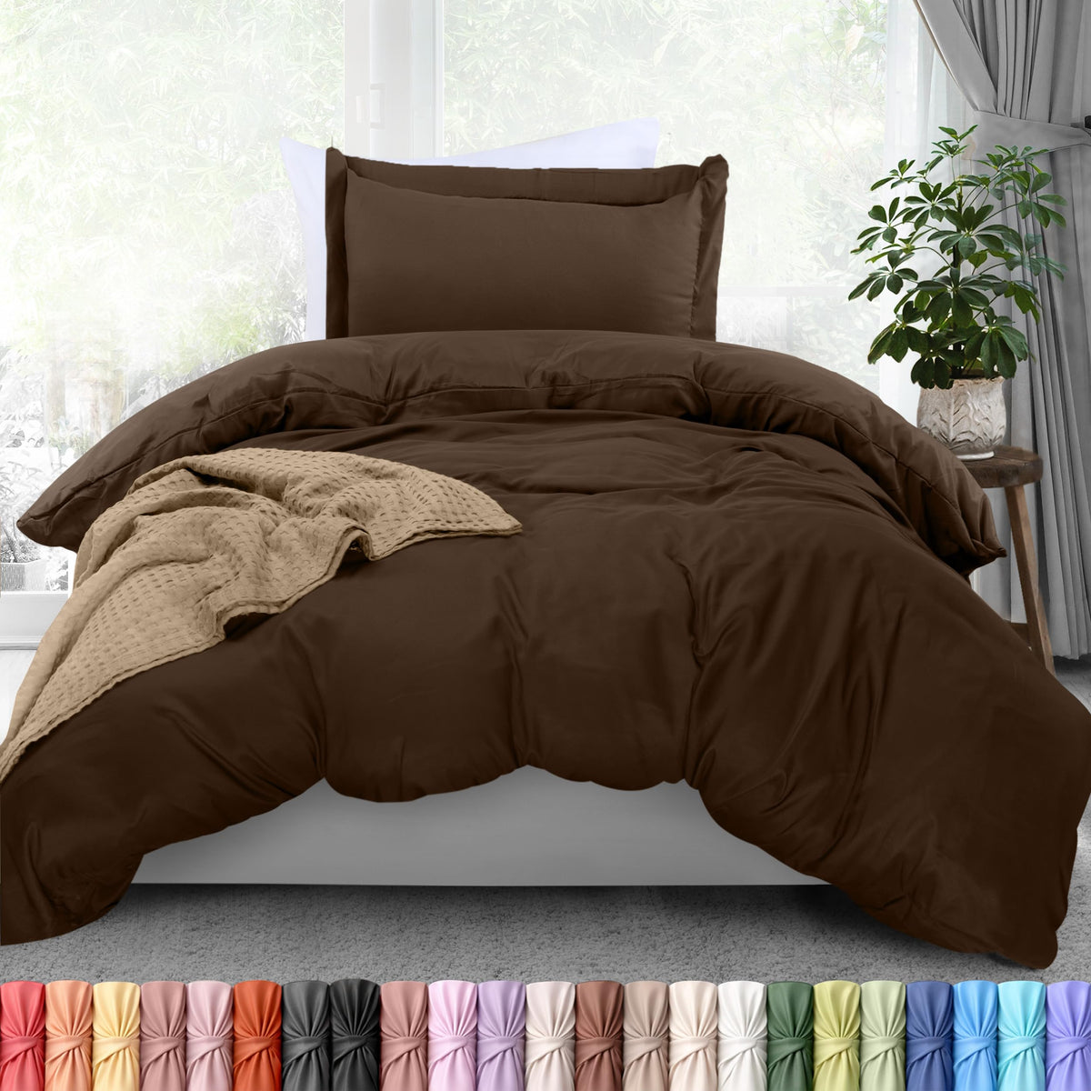 Duvet Cover Queen, 3 Piece Cotton Like Polyester with Zipper Closure, Grey
