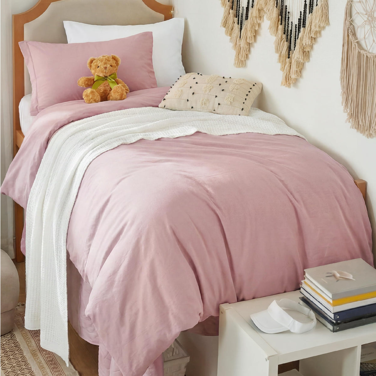 Bedsure Prewashed Duvet Cover Full, Cotton-Like Soft Bedding Set, White