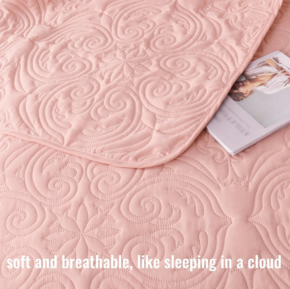 Exclusivo Mezcla 3 Piece Quilts Queen Size Bedding Set, Blush Pink