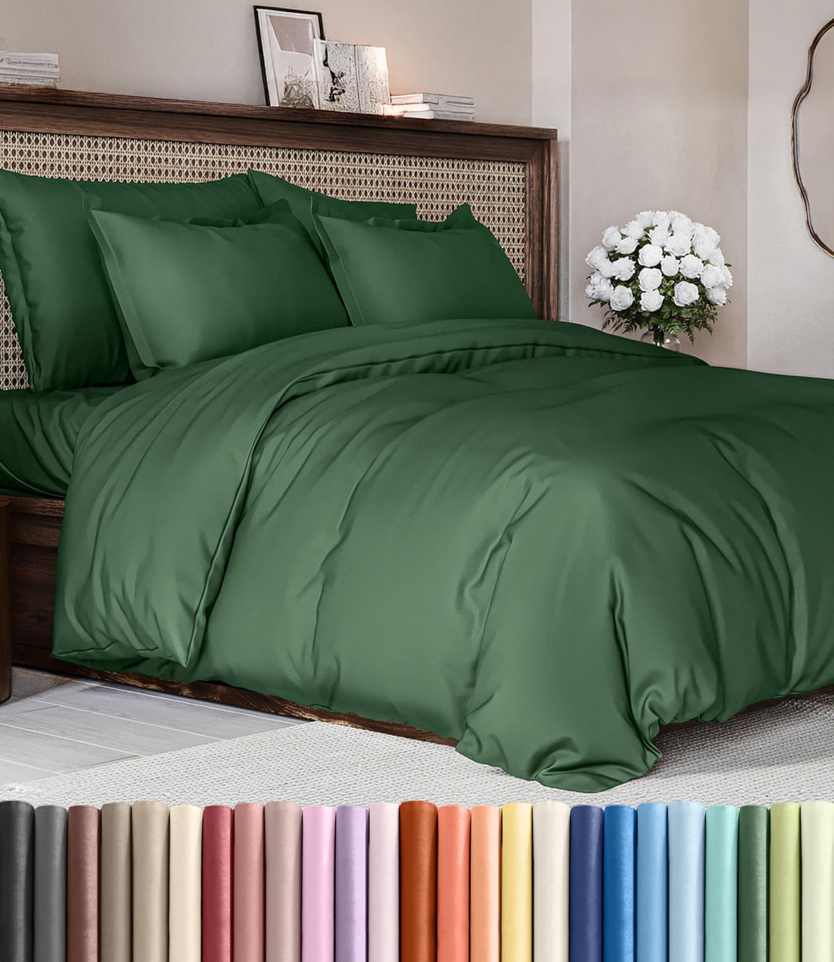 Duvet Cover Queen Size - Extra Soft 3 Piece with Zipper Closure - White