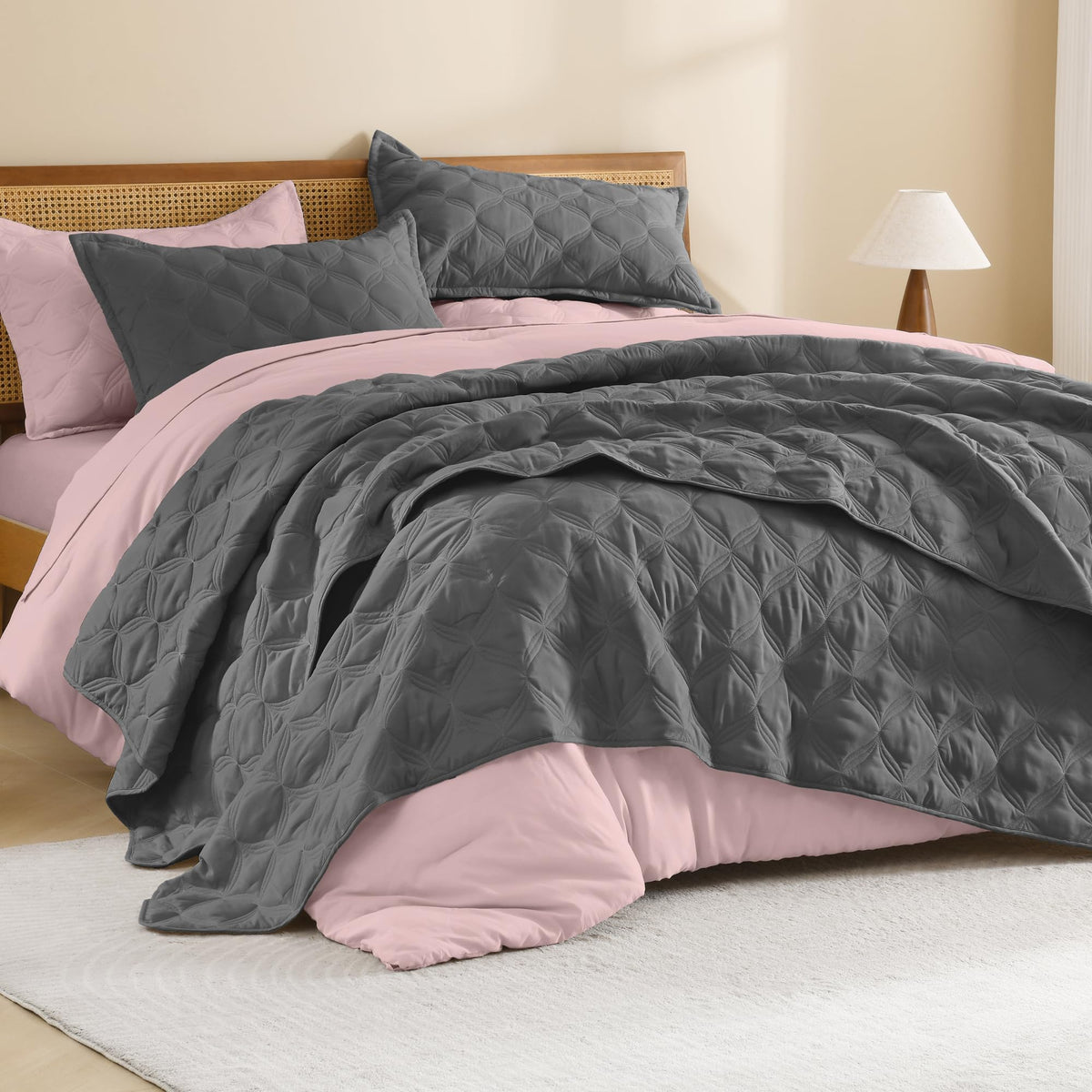 Litanika King Quilt Bedding Set, 3 Pieces Teal Blue Bedspreads Set