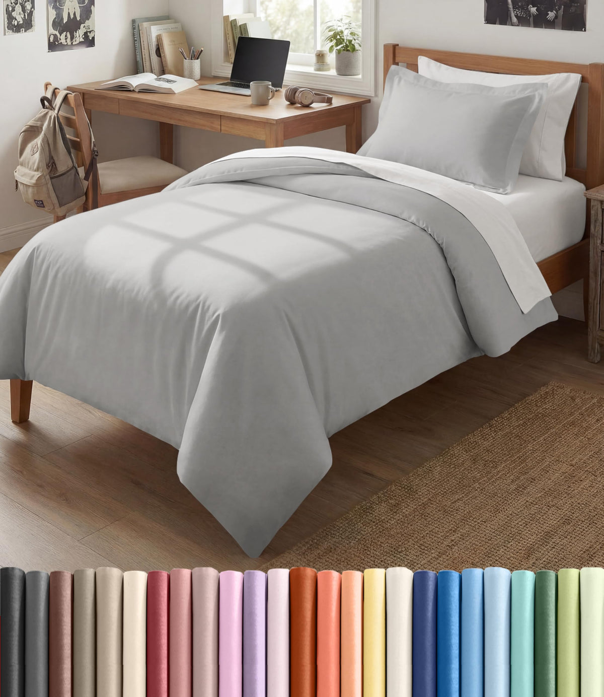 Duvet Cover Queen Size - Extra Soft 3 Piece with Zipper Closure - White