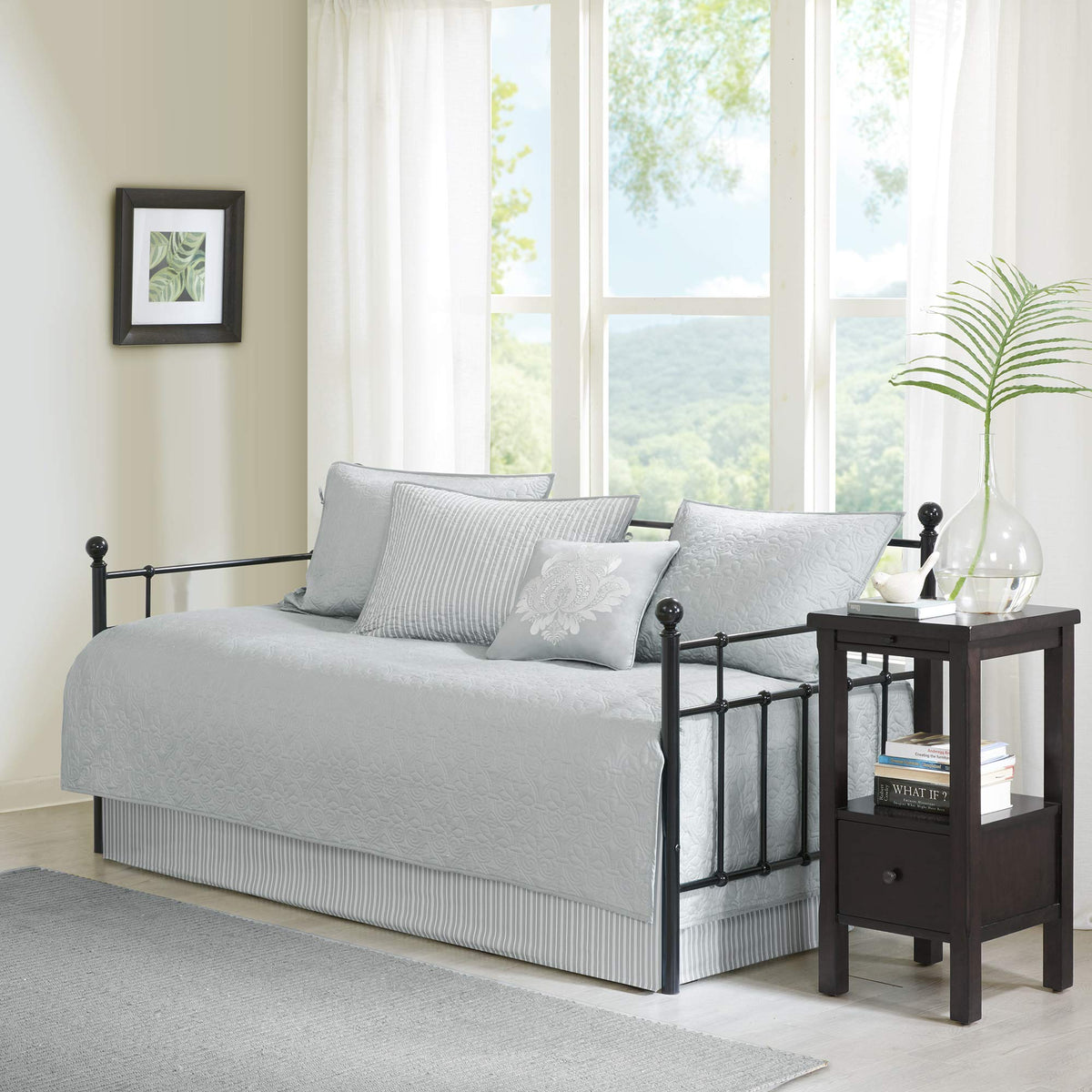 Madison Park Coastal Damask Quilted Daybed Cover Set, 6PC, 39"x75"