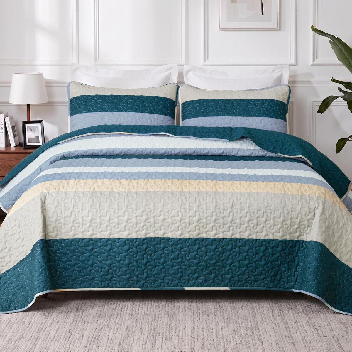 Whale Flotilla Reversible Camel Print Quilt King Size with 2 Pillow Shams