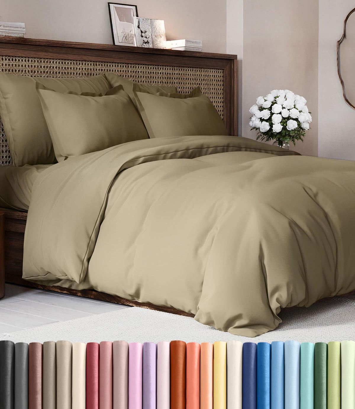Duvet Cover Queen Size - Extra Soft 3 Piece with Zipper Closure - White