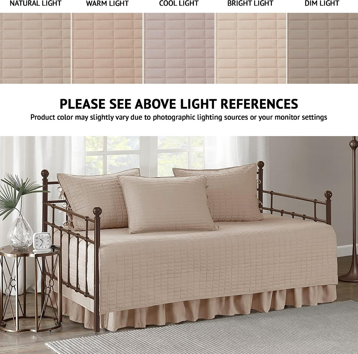 Comfort Spaces Kienna Daybed Cover Set 5 Piece with Bedskirt, 75 x 39 Blush