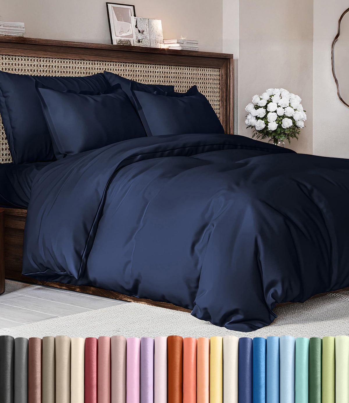 Duvet Cover Queen Size - Extra Soft 3 Piece with Zipper Closure - White
