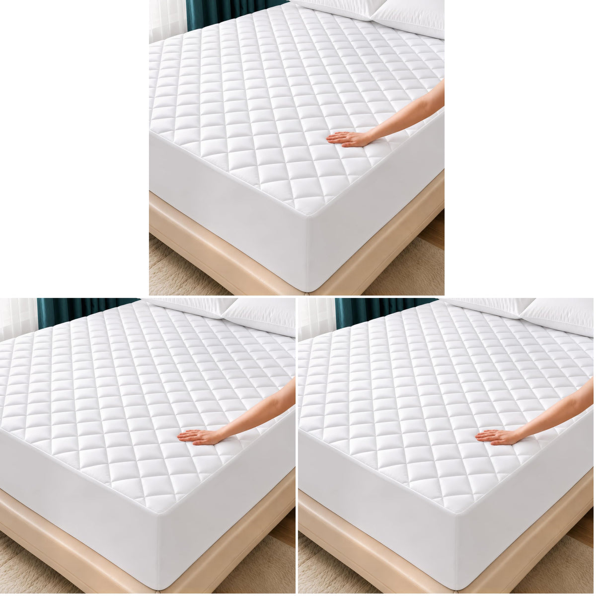King Mattress Pad, Quilted Mattress Protector Topper fits 16" Deep Pocket
