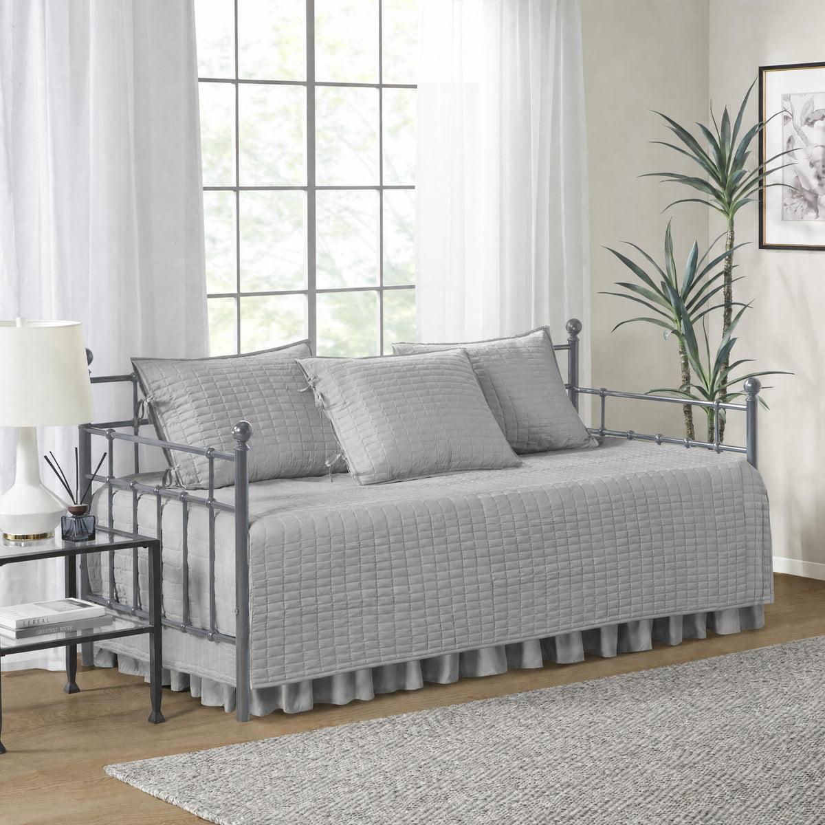 Comfort Spaces Kienna Daybed Cover Set 5 Piece with Bedskirt, 75 x 39 Blush