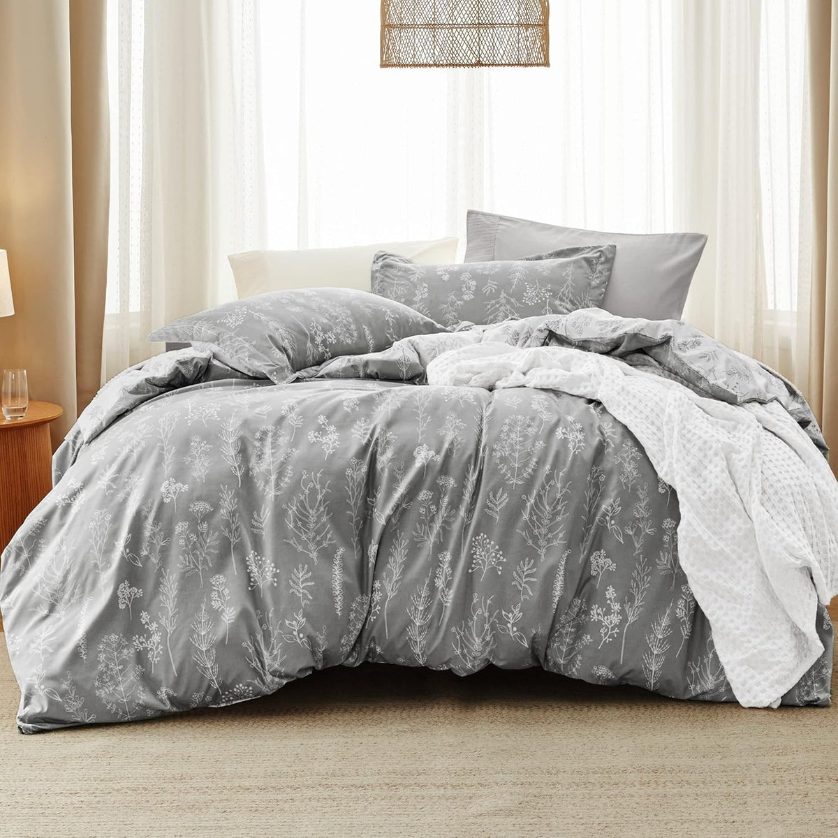 Bedsure Floral Comforter Set Cute Bedding Set Twin/Twin XL Reversible Black
