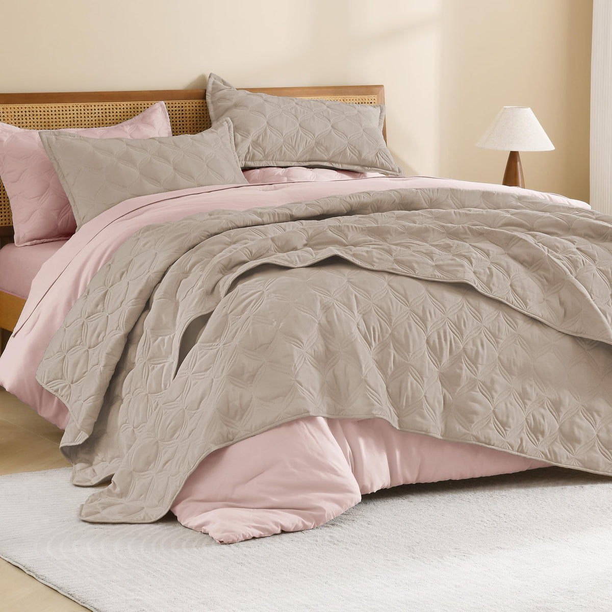 Litanika King Quilt Bedding Set, 3 Pieces Teal Blue Bedspreads Set