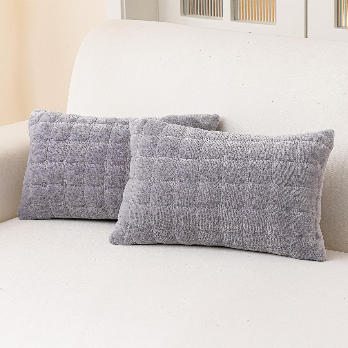 Velvet Sectional Couch Cover for 2-3 Seat, White, 1PC, 35.4"x71"