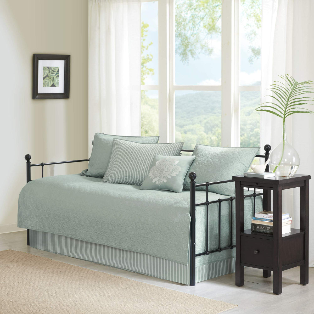 Madison Park Coastal Damask Quilted Daybed Cover Set, 6PC, 39"x75"