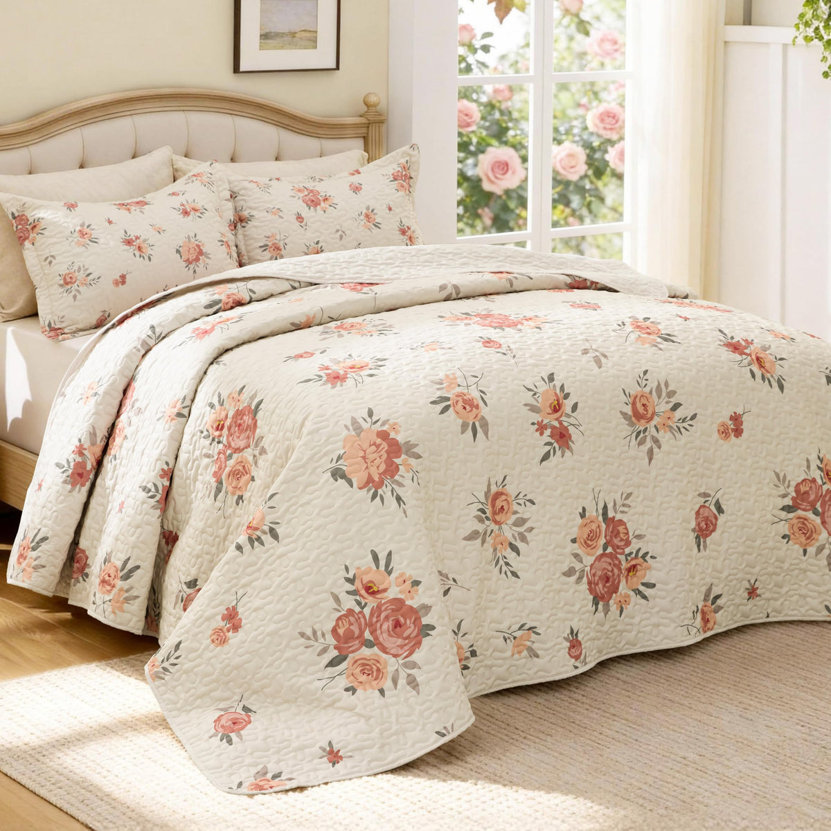 Love's cabin Quilts for Queen Coastal White Bedspreads Bedding Set - Summer Beach Nautical Quilt Lightweight Bedspread - Reversible Bedding Coverlet for All Season - 3 Piece