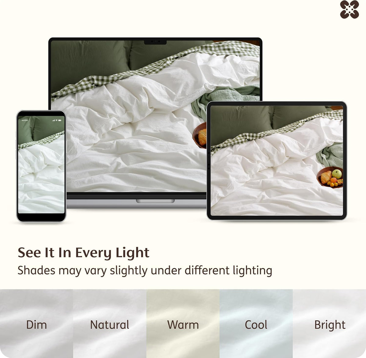 Bedsure PureWoven 100% Washed Cotton Duvet Cover Only, Queen, Natural White