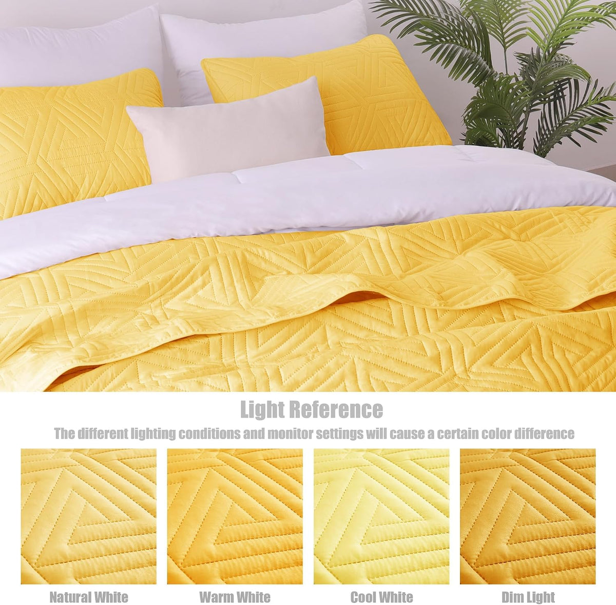 Whale Flotilla Soft Geometric Queen Quilt Set for All Seasons, Yellow