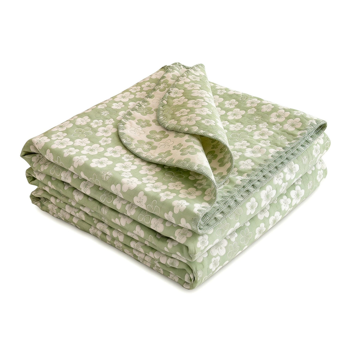 100% Cotton Muslin Blanket Twin Size 4-Layer Gauze Quilted Lightweight Breathable Cooling Bed Blanket for Adults, Soft Summer Bed & Couch Cover All Season (Yellow-Gray, Twin 60 * 80 in)