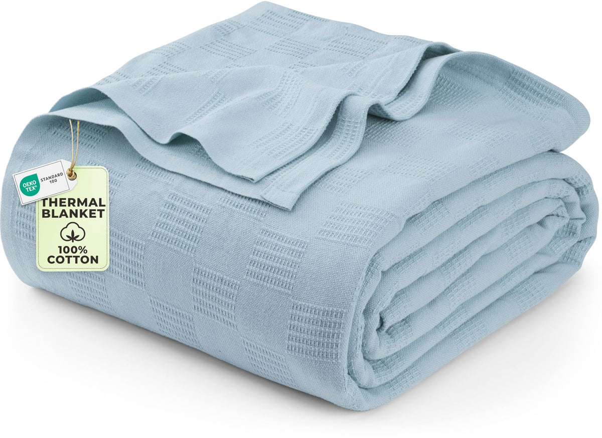Utopia Bedding 100% Cotton Thermal Blanket White Twin, 90x72 Inches