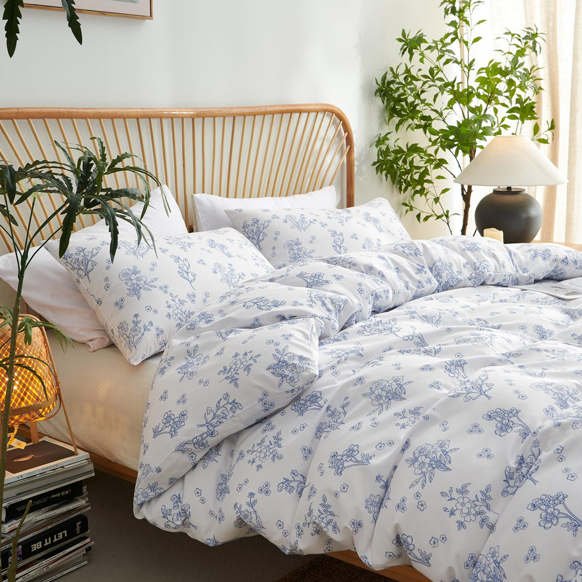 Nayoroom Gingham Duvet Cover Set Queen Blue White Plaid Checkered Bedding