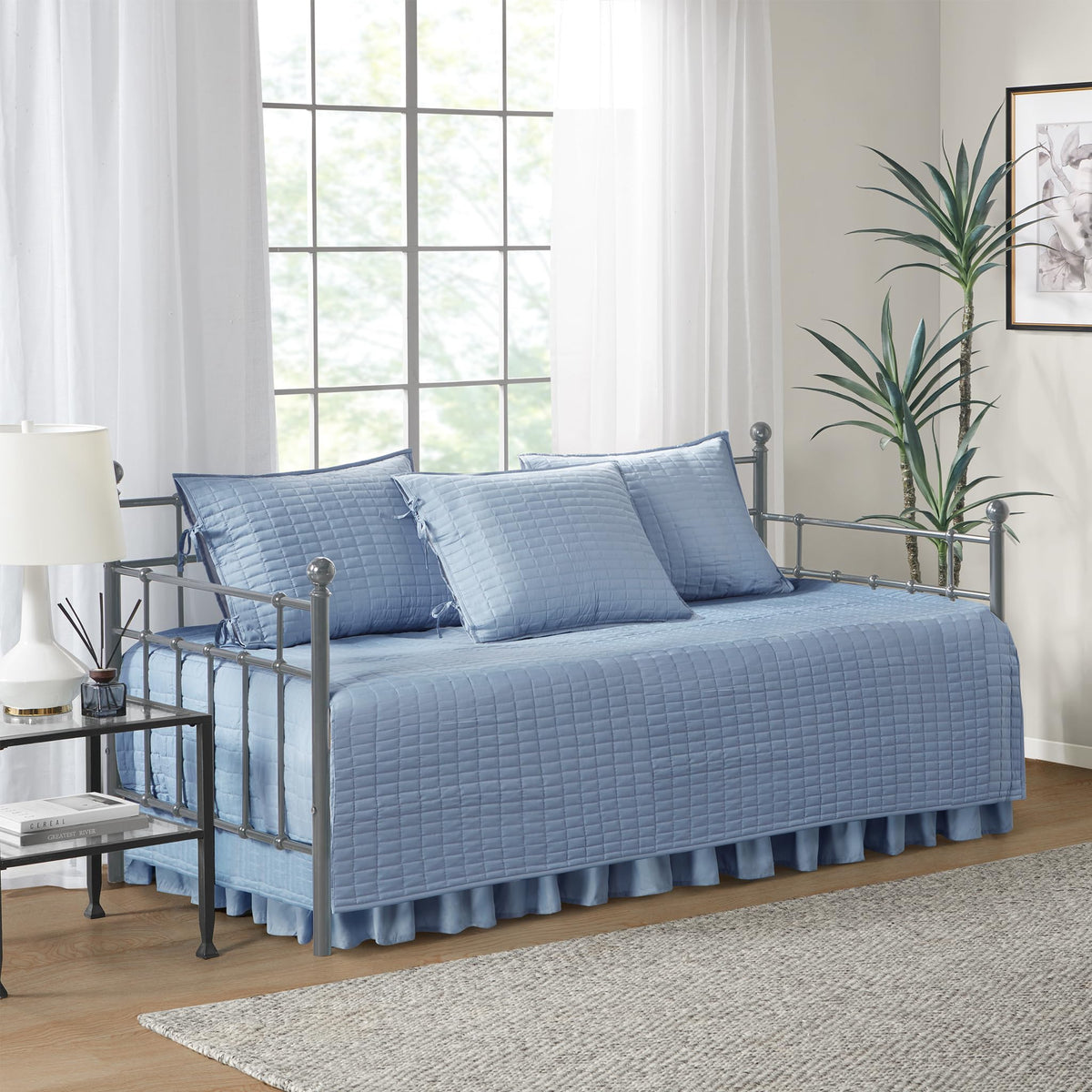 Comfort Spaces Kienna Daybed Cover Set 5 Piece with Bedskirt, 75 x 39 Blush