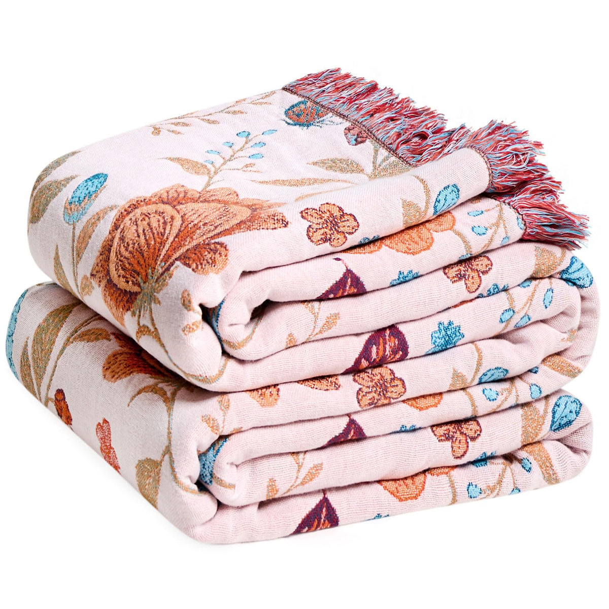 Boho Throw Blanket, 100% Cotton Lightweight Throws for Couch 50"x60"