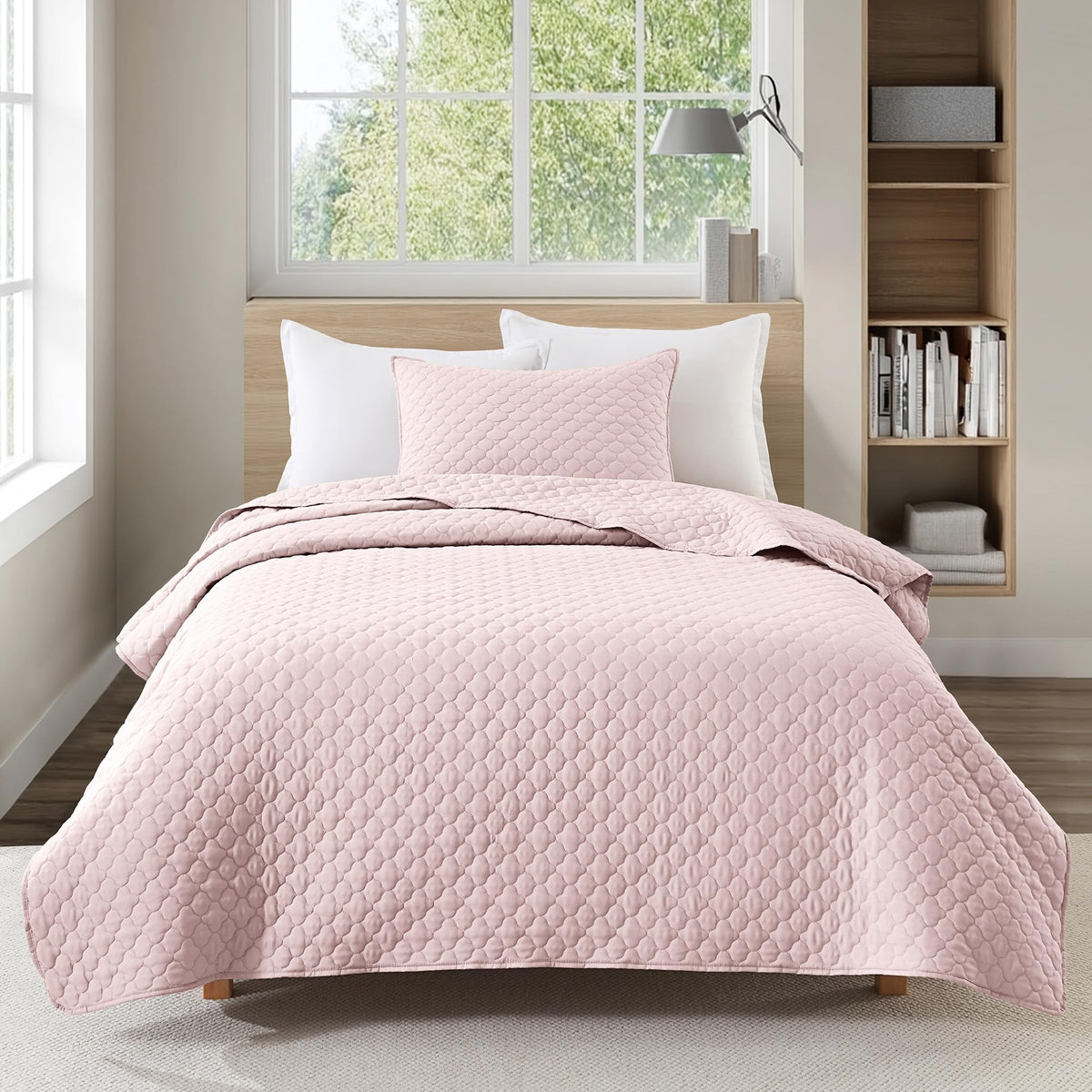 HORIMOTE HOME Quilt Twin Size Dusty Blue, Lightweight Quilt for Summer Ultra-Soft Microfiber Modern Style Quilted Clouds Pattern Bedspread Quit Set 2 Pieces (1 Quilt and 1 Pillow Sham)