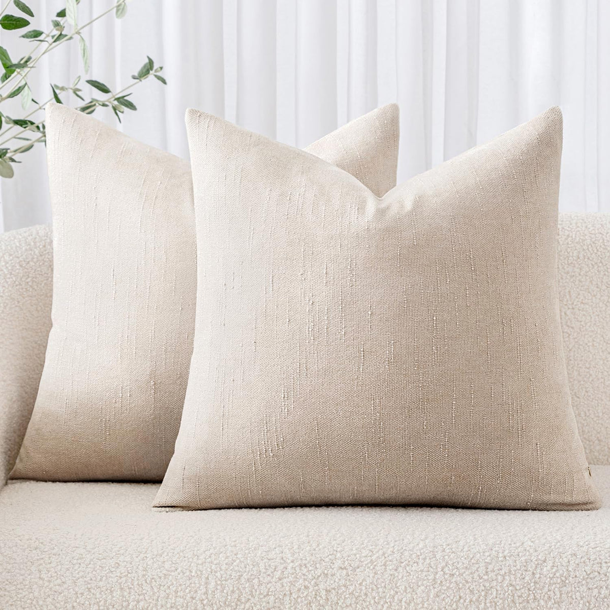 MIULEE 26x26 Inch Euro Textured Chenille Pillow Covers Chocolate Brown