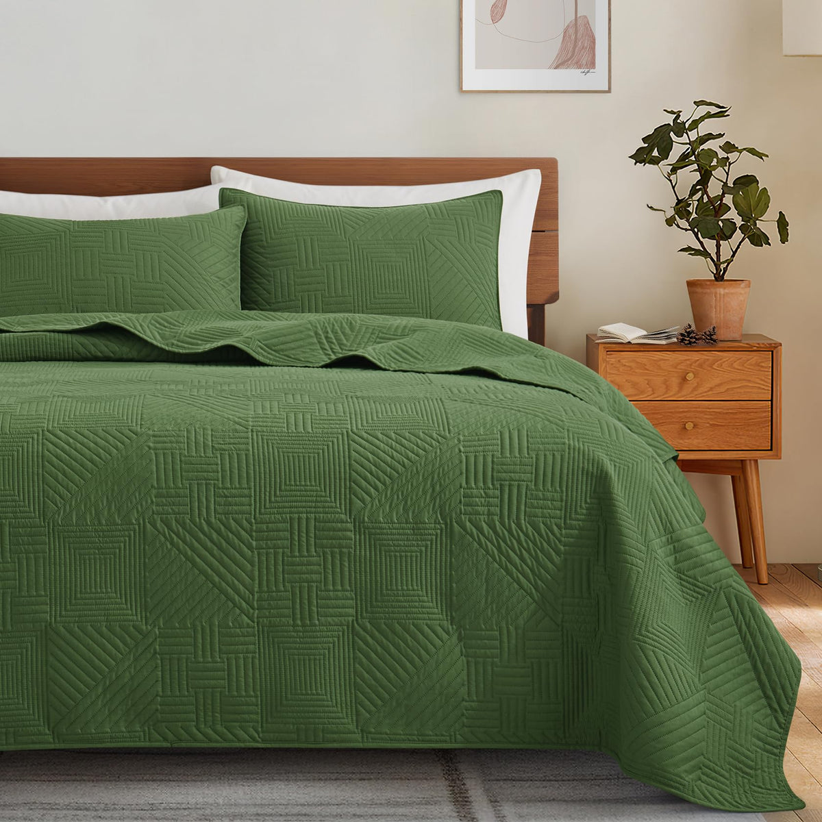 Lavsiry White Quilt Full/Queen Size, 3 Pieces Bedspread Set