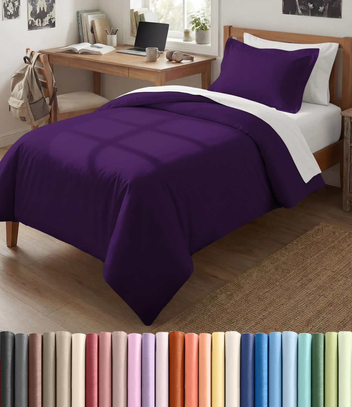 Duvet Cover Queen Size - Extra Soft 3 Piece with Zipper Closure - White