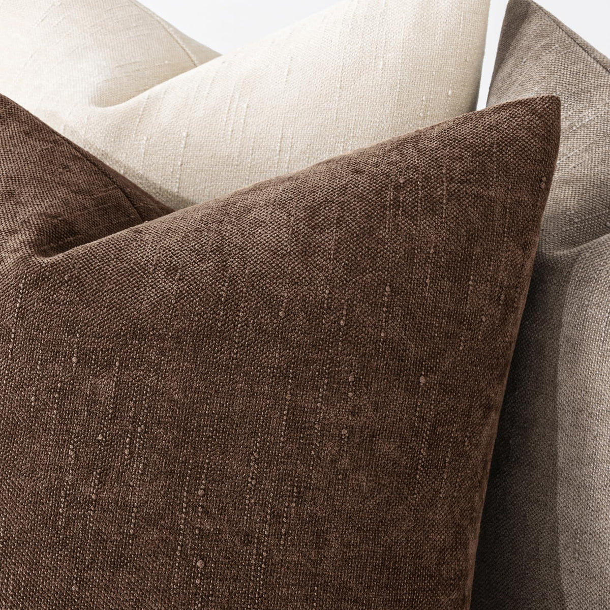 MIULEE 26x26 Inch Euro Textured Chenille Pillow Covers Chocolate Brown
