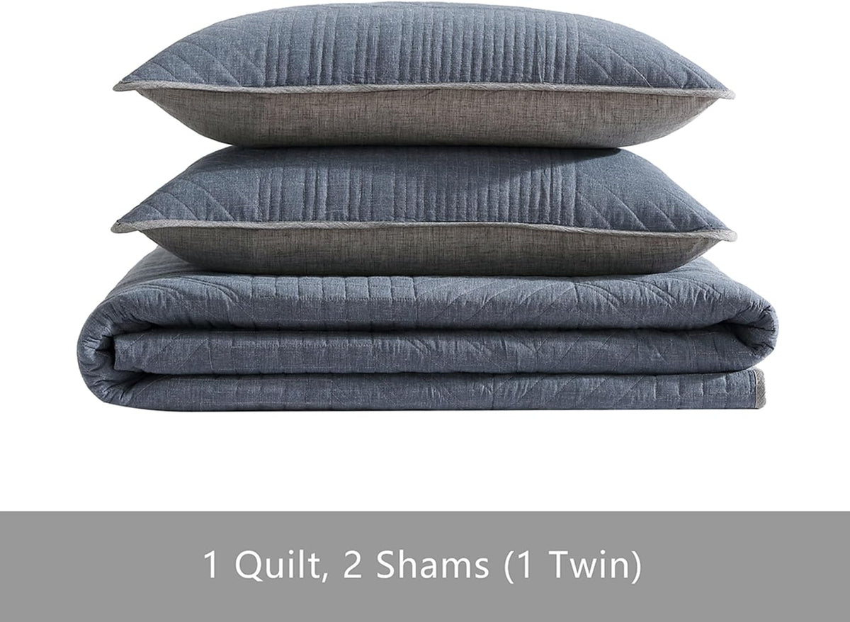 Eddie Bauer - Twin Reversible 100% Cotton Quilt Set with Coordinating Sham