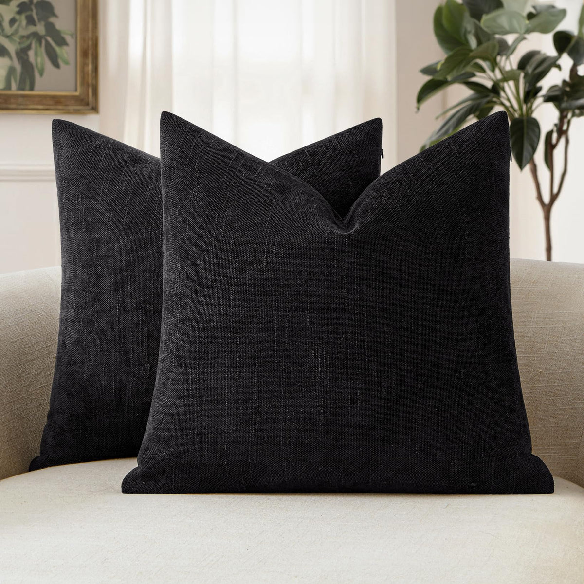 MIULEE 26x26 Inch Euro Textured Chenille Pillow Covers Chocolate Brown