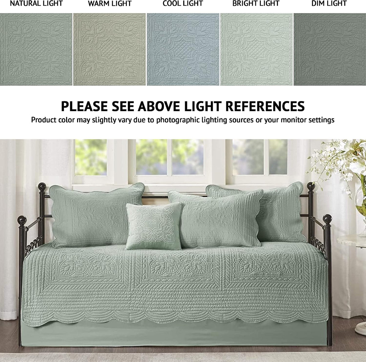 Madison Park Coastal Damask Quilted Daybed Cover Set, 6PC, 39"x75"