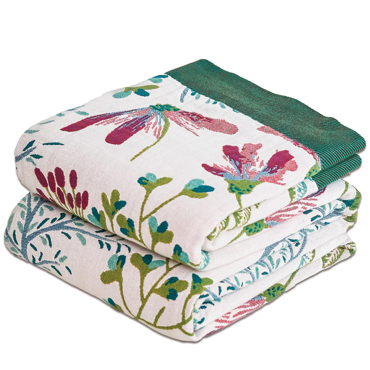 Floral Rustic Large Boho Throw Blanket 90"x98" Orange&Sage Green
