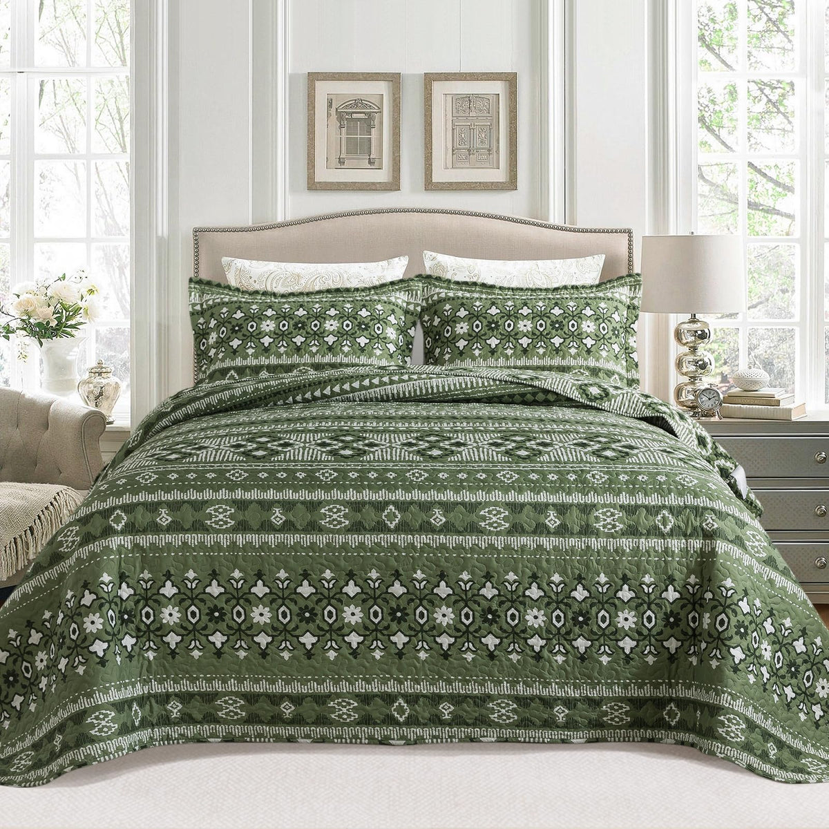 BEDIFANY 100% Cotton Cover Quilts King Size for Farmhouse- Fall Bedspread