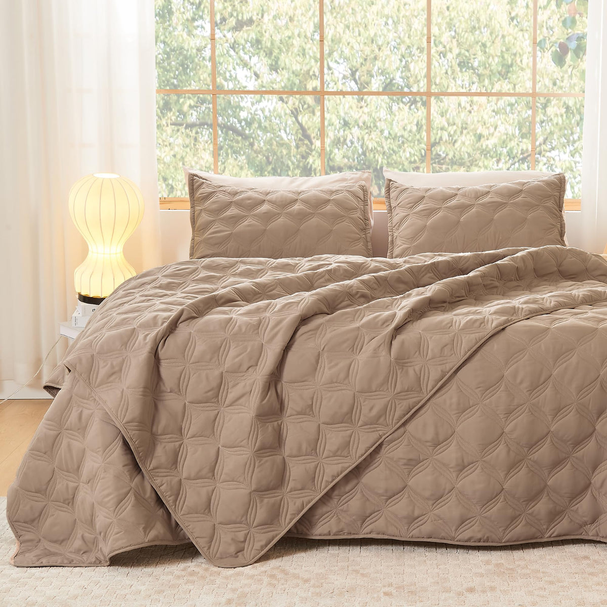 Litanika King Quilt Bedding Set, 3 Pieces Teal Blue Bedspreads Set