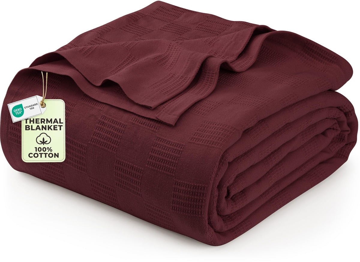 Utopia Bedding 100% Cotton Thermal Blanket White Twin, 90x72 Inches