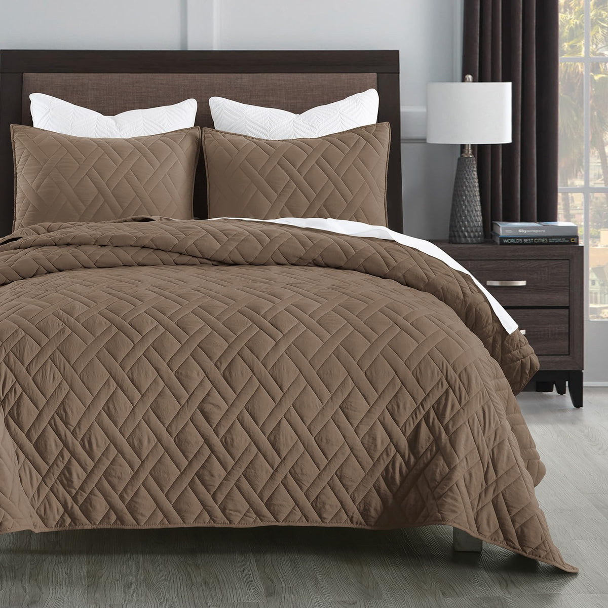 HORIMOTE HOME Quilt Twin Size Dusty Blue, Lightweight Quilt for Summer Ultra-Soft Microfiber Modern Style Quilted Clouds Pattern Bedspread Quit Set 2 Pieces (1 Quilt and 1 Pillow Sham)