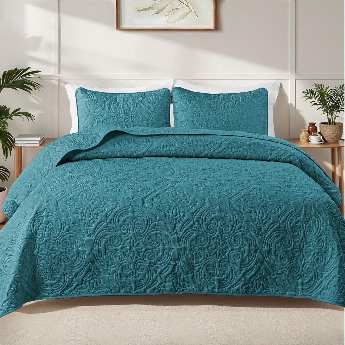 Exclusivo Mezcla 3 Piece Quilts Queen Size Bedding Set, Blush Pink