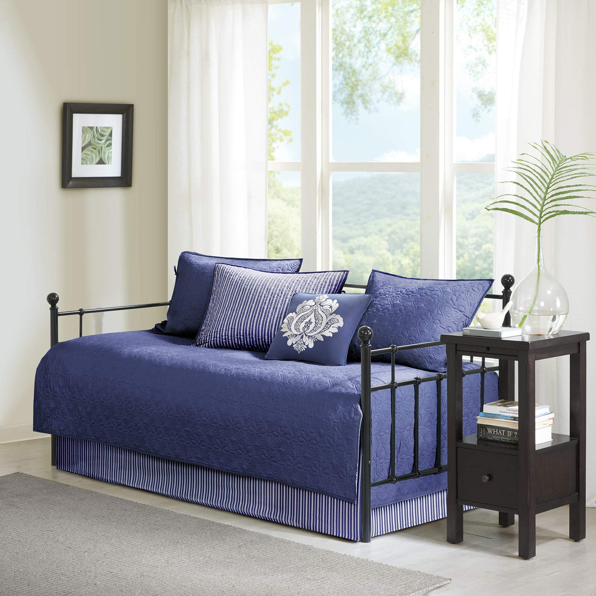 Madison Park Coastal Damask Quilted Daybed Cover Set, 6PC, 39"x75"
