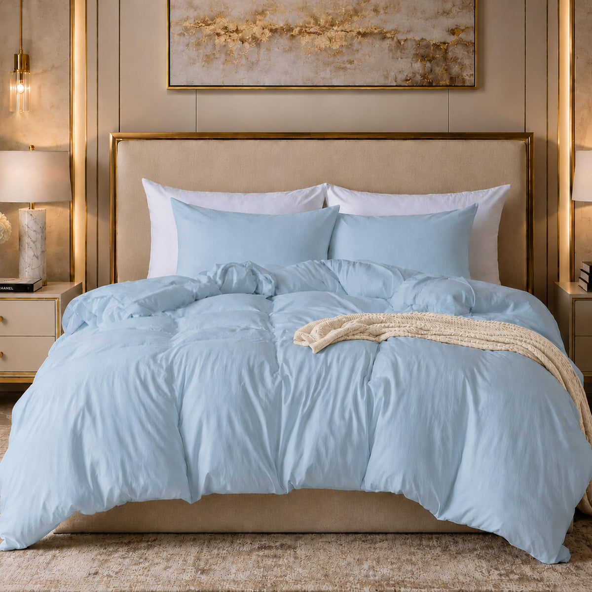 ROSE&RISY Duvet Cover Set Twin Size, Blue Striped Comforter Cover with Button Closure, Breathable and Cooling, Includes 1 Duvet Cover, 1 Pillowcase, No Comforter, (Blue Stripe, Twin)