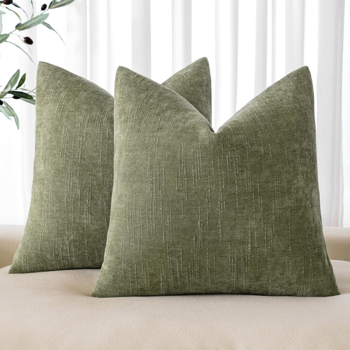 MIULEE 26x26 Inch Euro Textured Chenille Pillow Covers Chocolate Brown