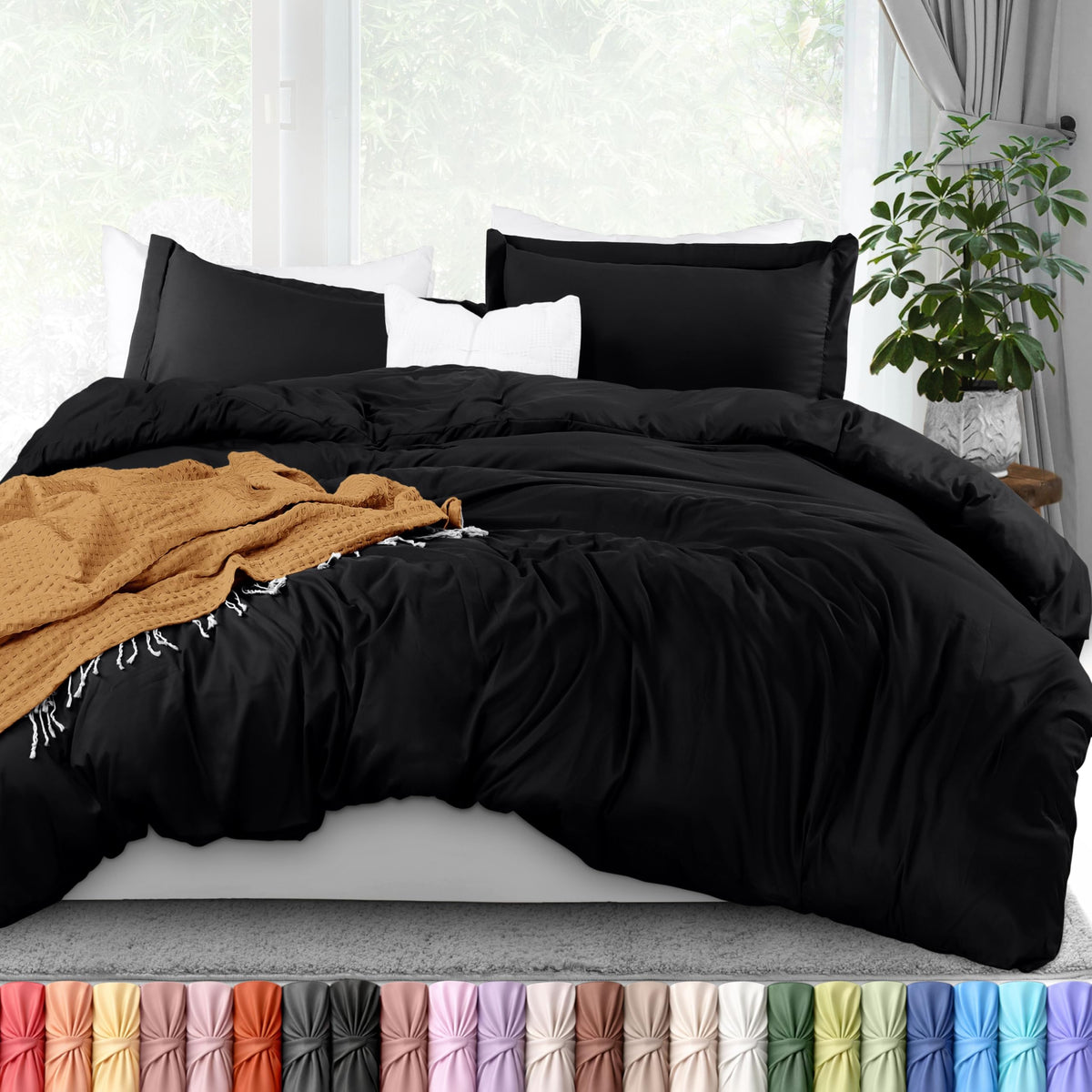Duvet Cover Queen, 3 Piece Cotton Like Polyester with Zipper Closure, Grey