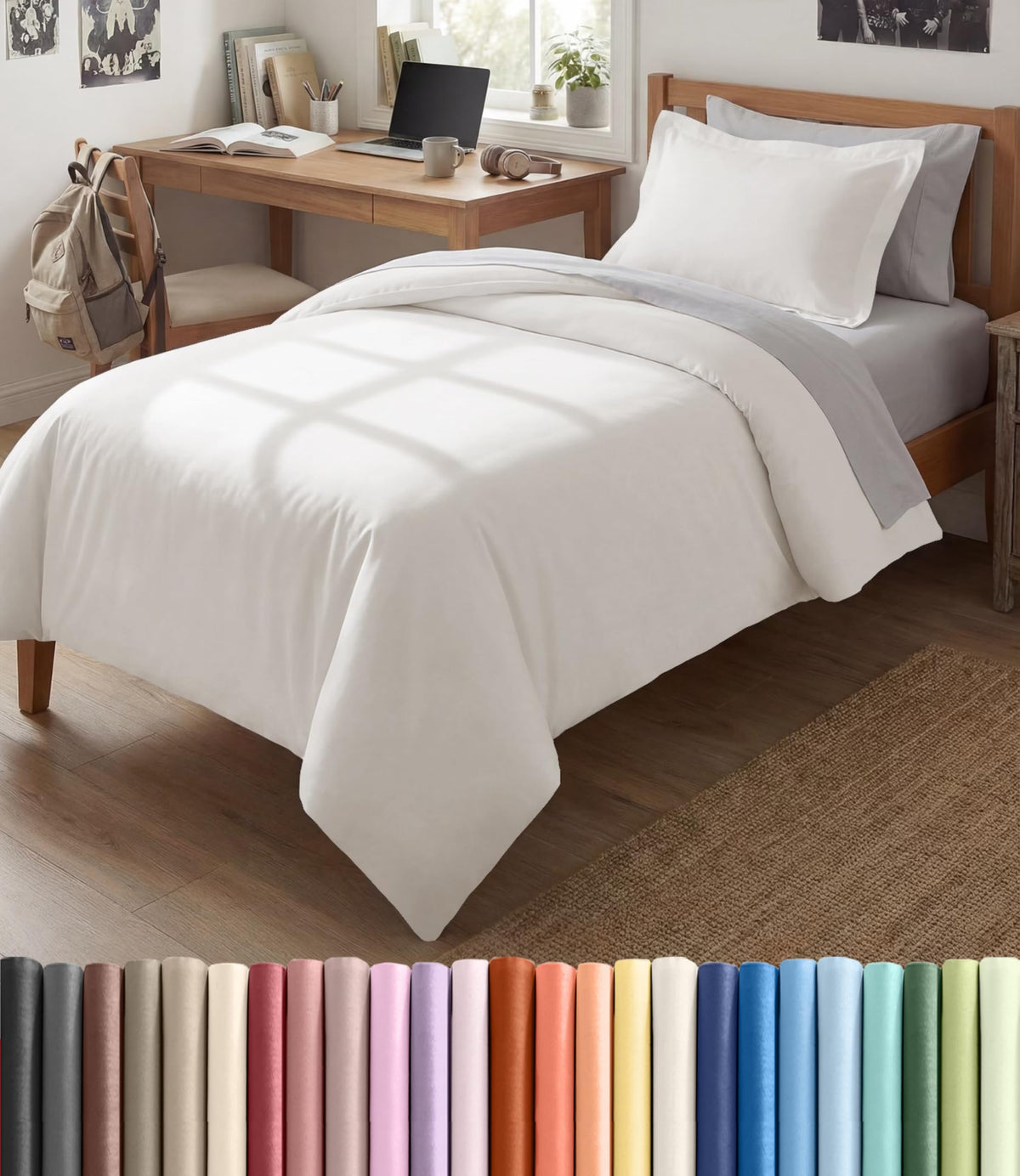 Duvet Cover Queen Size - Extra Soft 3 Piece with Zipper Closure - White